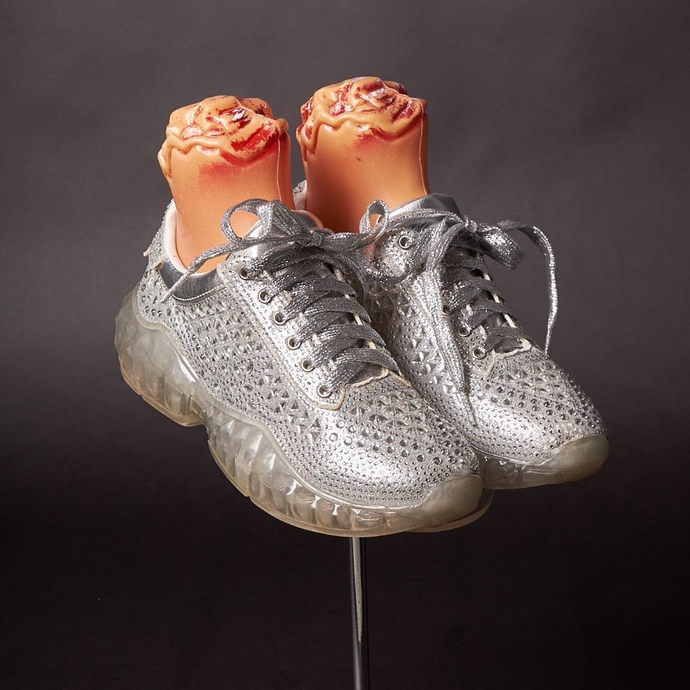 Vintage 1990s Shiny Silver Jeweled Clear Sneakers
